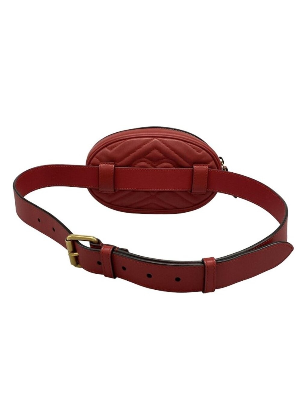 Gucci Waist Pouch GG Marmont Quilted Leather Belt Bag Red - Picture 3 of 15
